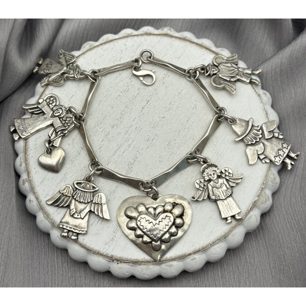 Rare Vintage Jeep Collins Solid Sterling Silver 7 Charms Bracelet 7 In / 42.11 G
